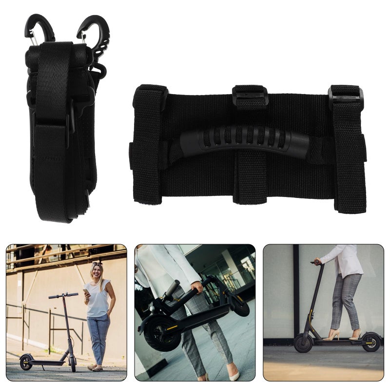 Adjustable Scooter Carrying Strap and Handle Set Black Shoulder Belt for Electric Kick Scooters - Image 4