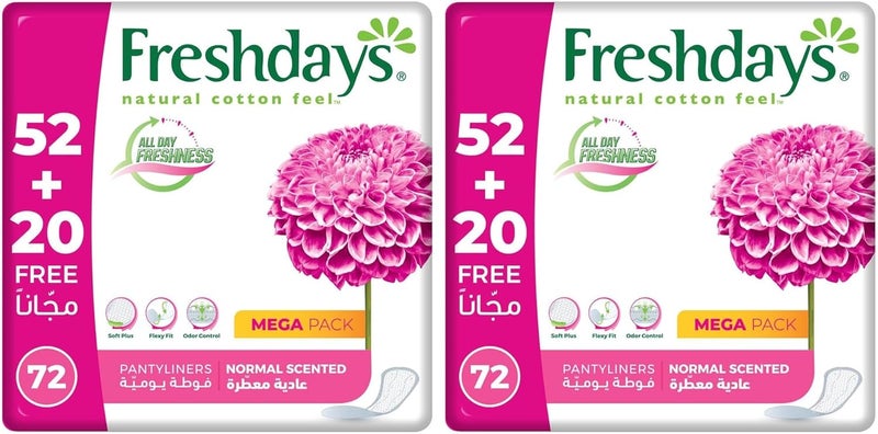Freshdays Daily Liners Normal Scented 72 Pads (Pack of 2) - Image 1