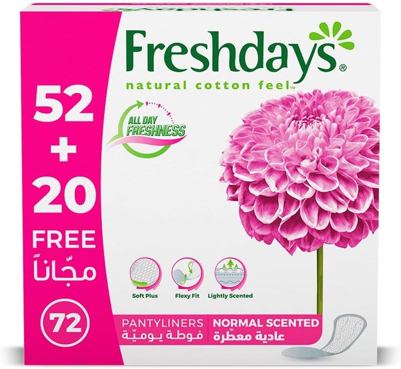 Freshdays Daily Liners Normal Scented 72 Pads (Pack of 2) - Image 2