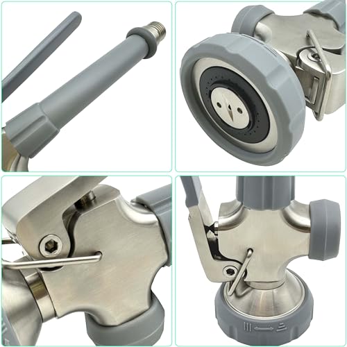 Achelous Pre Rinse Spray Valve Head Dual Function, Commercial Sink Faucet Sprayer Head with Grip Handle, High Pressure Dish Sprayer Nozzle for Commercial Kitchen Faucet Replacement (Grey) - Image 5