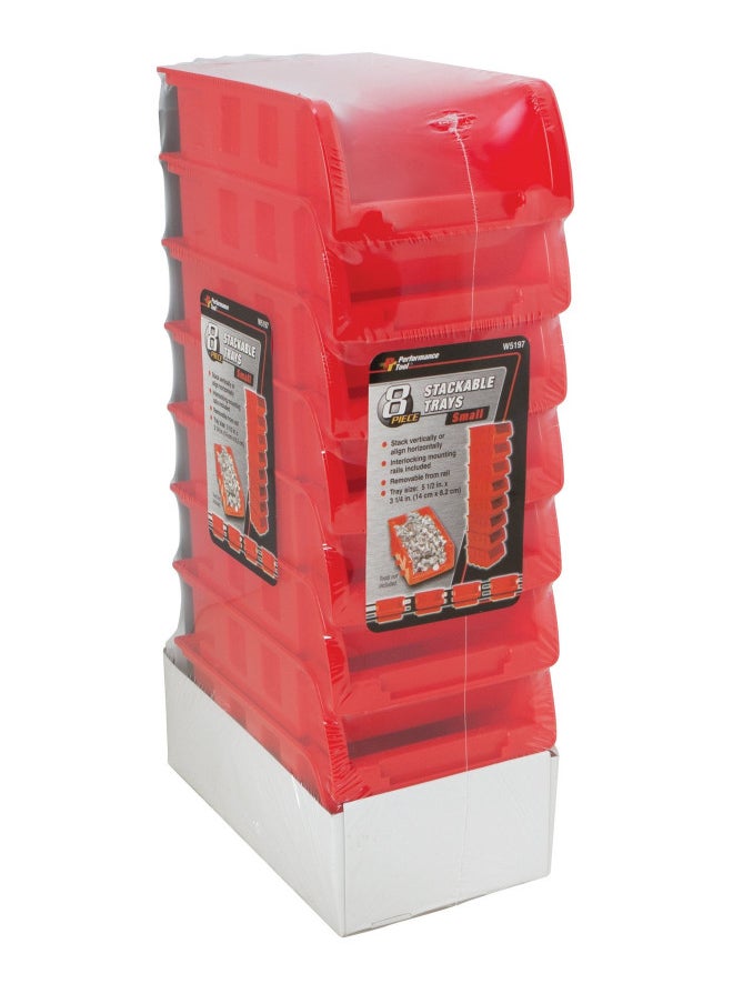 Performance Tool Performance Tool W5197 8 Piece Small Stackable Storage Trays , orange 