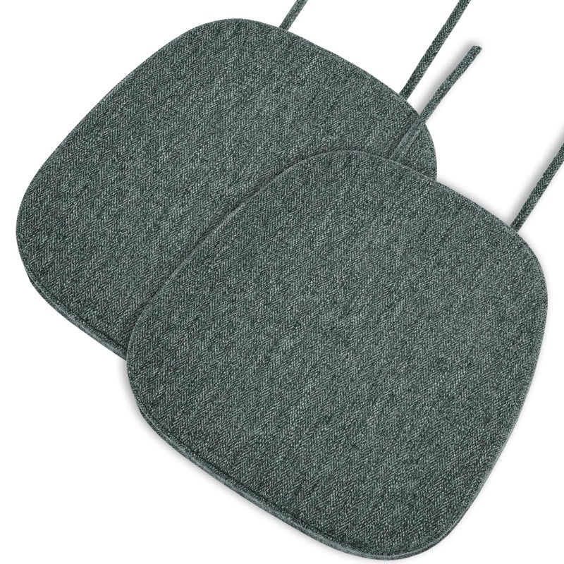 baibu 14In Metal Chair Cushion with Ties Set of 2 NonSlip Metal Dining Chair Pads Kitchen Seat Cushions with Machine Washable Cover 14x14x15in Dark Grey