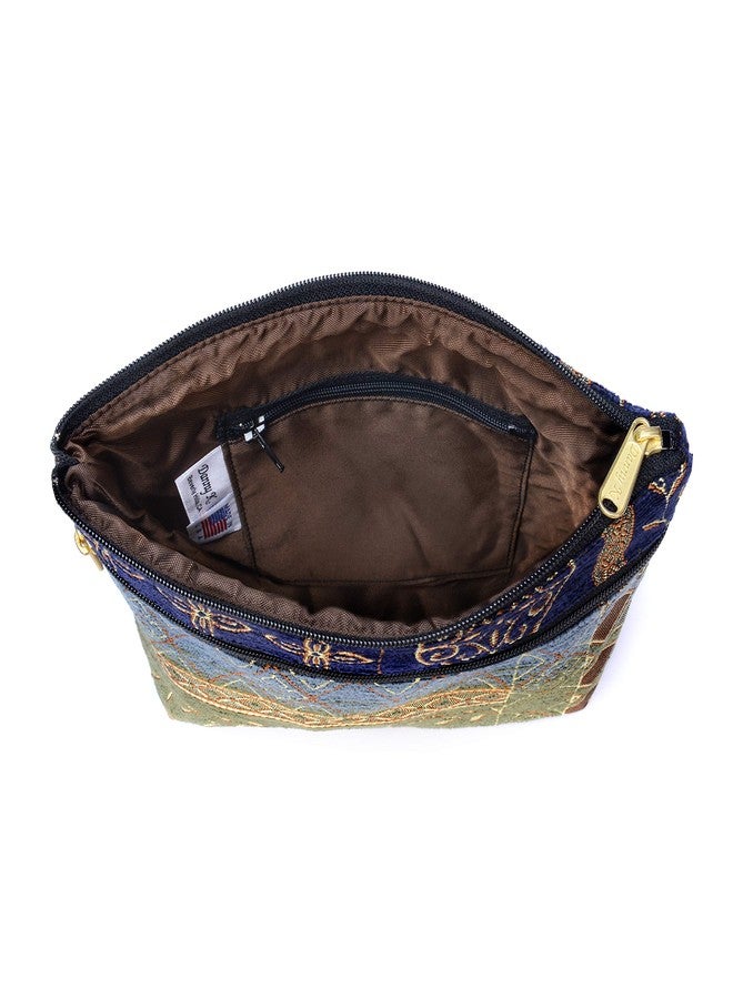 Danny K. Women's Tapestry Zipper Purse Crossbody Handbag, Adjustable Cord, Handmade in USA (Neptune/Blue) - Image 3