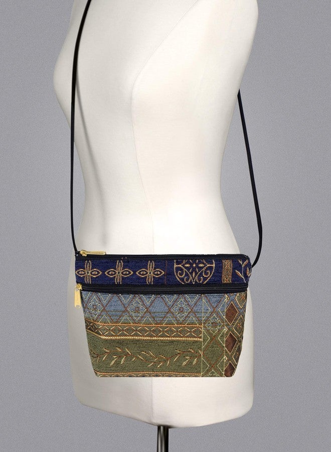 Danny K. Women's Tapestry Zipper Purse Crossbody Handbag, Adjustable Cord, Handmade in USA (Neptune/Blue) - Image 5