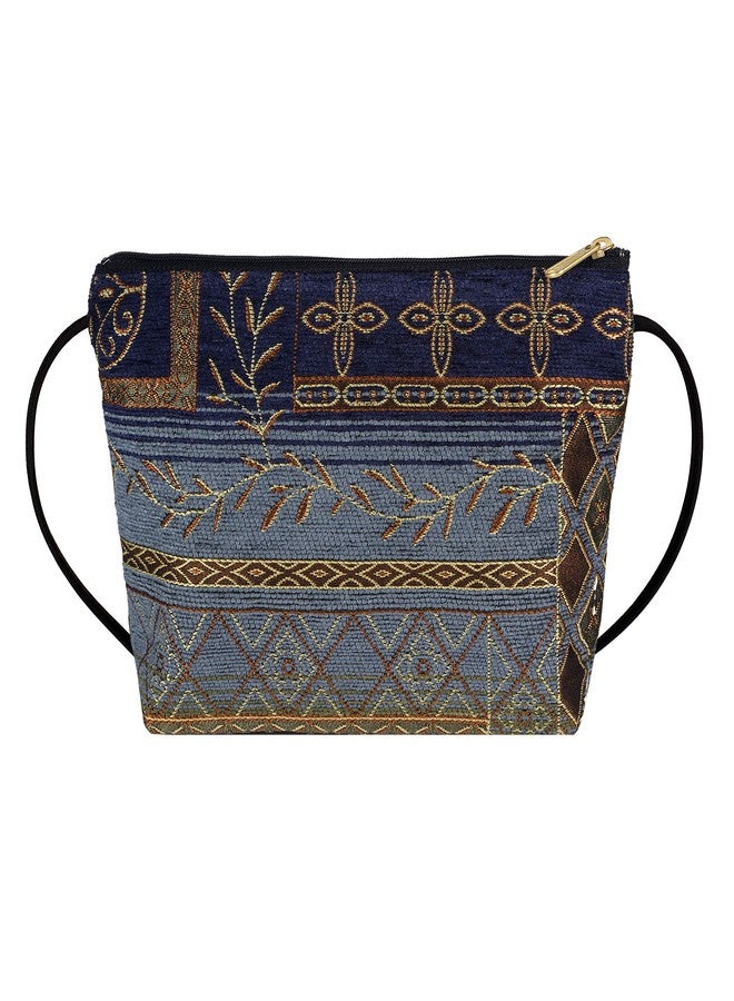 Danny K. Women's Tapestry Zipper Purse Crossbody Handbag, Adjustable Cord, Handmade in USA (Neptune/Blue) - Image 2