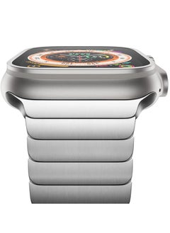ten.tech Metal Band Compatible with Apple Watch 49mm/45mm/44mm/42mm, Stainless Steel Watch Band for iWatch Series 1/2/3/4/5/6/7/8/SE/Ultra/Ultra 2 Tin Tick – silver  - Image 1