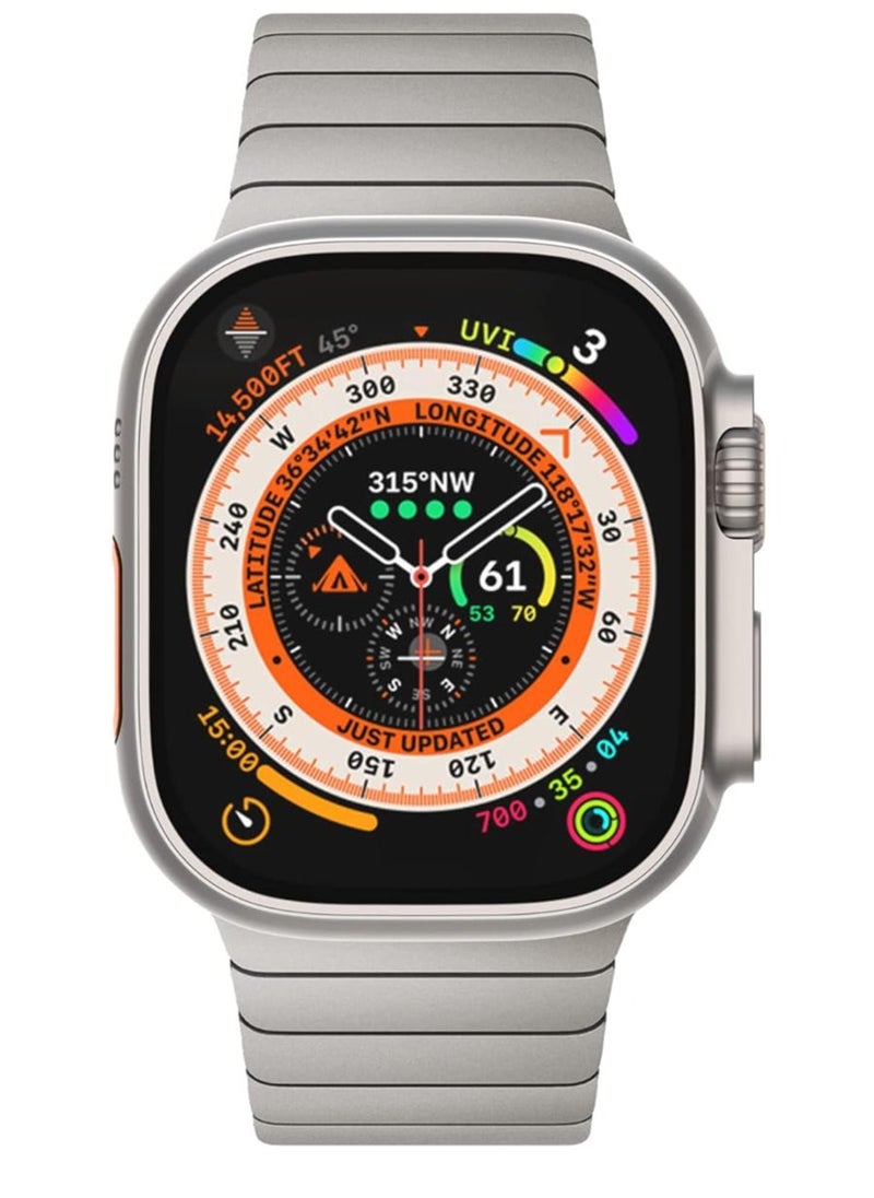 ten.tech - Metal Band Compatible with Apple Watch 49mm/45mm/44mm/42mm, Stainless Steel Watch Band for iWatch Series 1/2/3/4/5/6/7/8/SE/Ultra/Ultra 2 Tin Tick – silver - Image 1