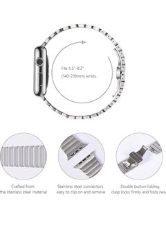 ten.tech Metal Band Compatible with Apple Watch 49mm/45mm/44mm/42mm, Stainless Steel Watch Band for iWatch Series 1/2/3/4/5/6/7/8/SE/Ultra/Ultra 2 Tin Tick – silver  - Image 4