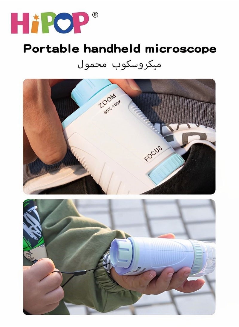 Portable Microscope 2 In 1,Handheld Microscope With Mobile Phone Observation And Base,High Definition Imaging,Educational Toys For Kid