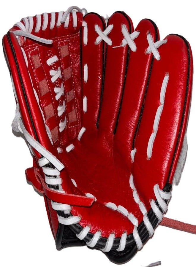 GDON Softball and Baseball Leather Left Hand Glove Color Red - Image 1