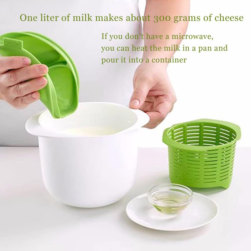 Microwave Cheese Maker With Mold Set Tofu Press Filter Drain Easy Home Cheese Making Supplies Green Stamper - Image 2