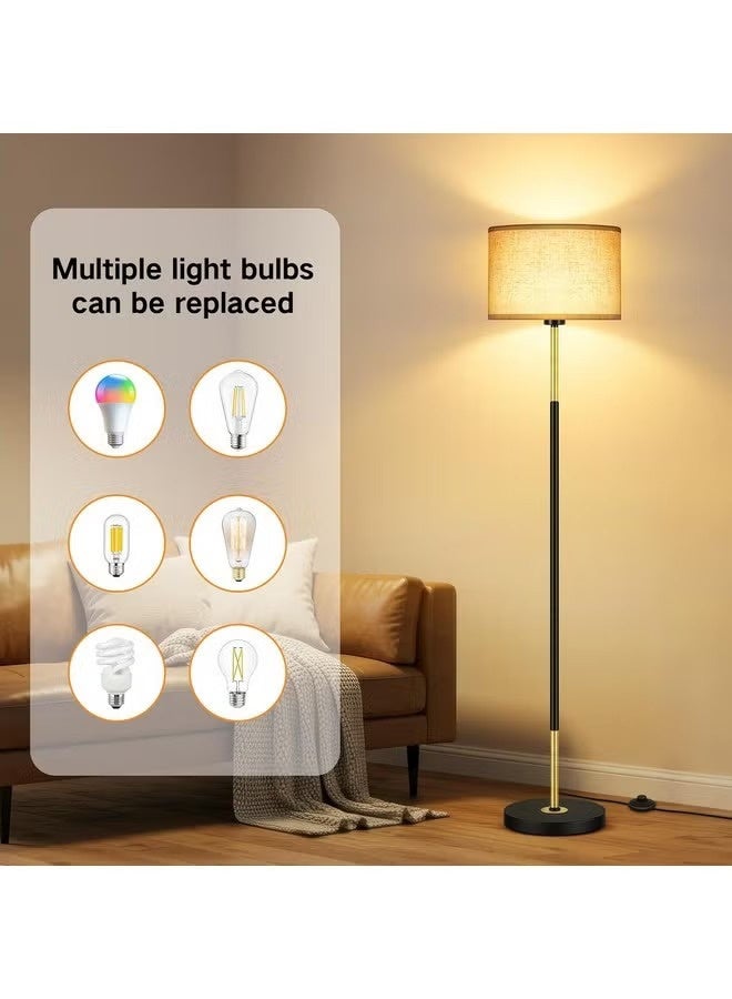 Tiokkss Floor Lamp for Living Room and Bedroom, Black Gold Standing Lamp with Remote Control & App, Simple 59 Inch Floor Lamp, Foot Switch, Tall Black Lamp for Office/Classroom/Kids Room, LED Bulb Included - Image 5