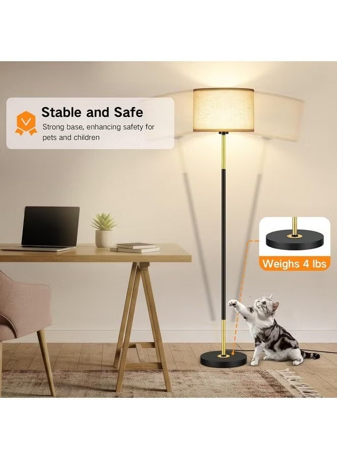 Tiokkss Floor Lamp for Living Room and Bedroom, Black Gold Standing Lamp with Remote Control & App, Simple 59 Inch Floor Lamp, Foot Switch, Tall Black Lamp for Office/Classroom/Kids Room, LED Bulb Included - Image 4