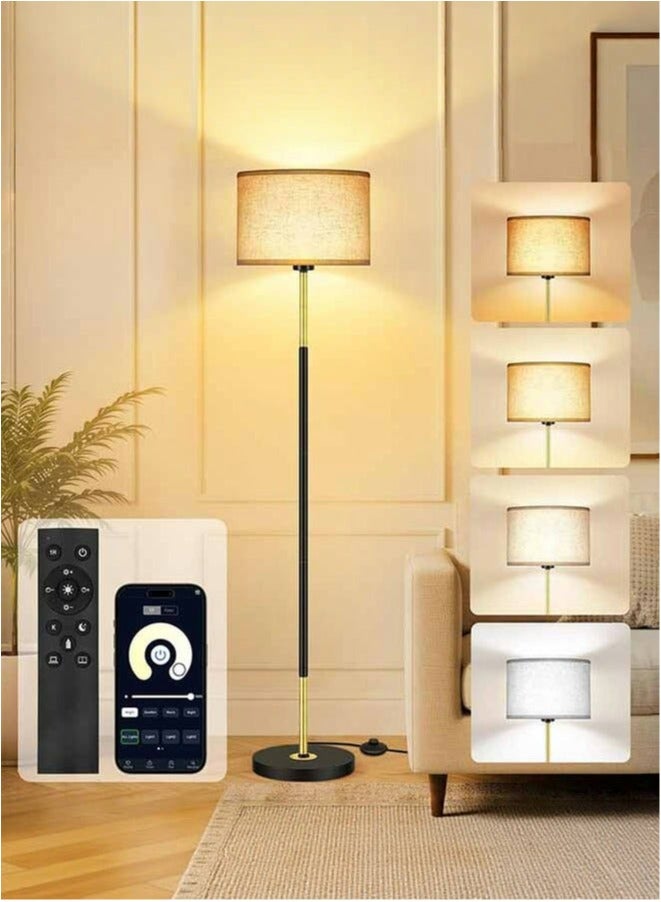 Tiokkss Floor Lamp for Living Room and Bedroom, Black Gold Standing Lamp with Remote Control & App, Simple 59 Inch Floor Lamp, Foot Switch, Tall Black Lamp for Office/Classroom/Kids Room, LED Bulb Included - Image 1