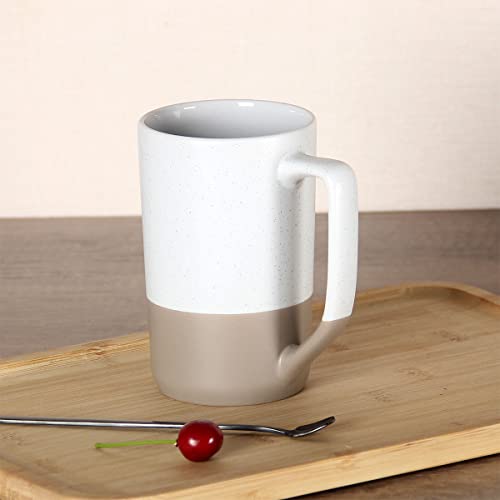 SHOWFULL 16 OZ Large Coffee Mug, Two Color Combination Big Ceramic Tea Cup with Square Handle with Black Speckled for Men Women Restaurant Home Office Hot Drinks, White - Image 3
