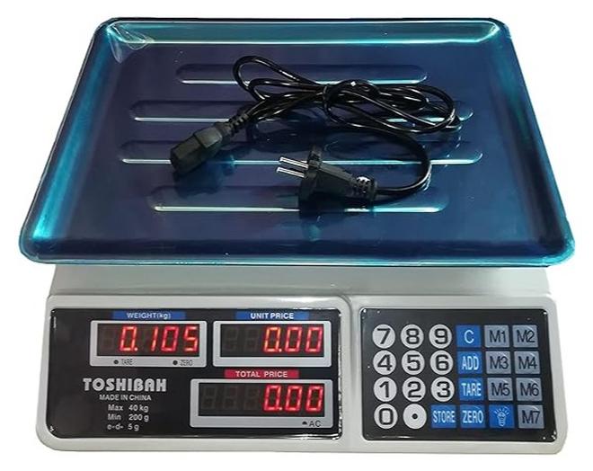 Toshiba digital scale + charging cable that holds up to 40 kilograms with a one-year warranty - Image 1