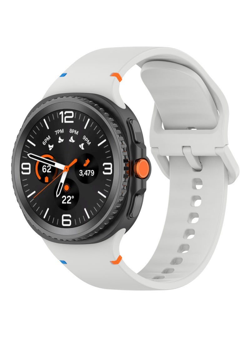 Youque Silicone Sport Watch Strap/Watchband for Samsung Galaxy Watch8 (40MM/44MM)/Galaxy Watch8 Classic 46MM White - Image 2