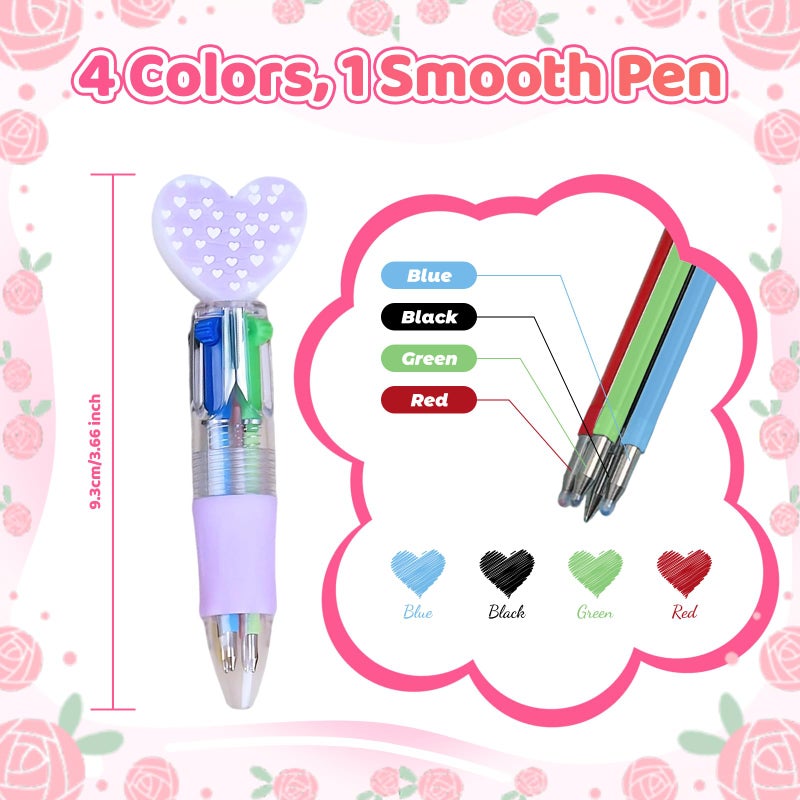 Zhirlyn 24 Pcs Valentine Multicolor Pens in One 4-in-1 Cute Kawaii Fun Pen Heart Ballpoint Pen for Holiday Party, Classroom Gifts & Valentine's Stocking Stuffers (Valentine) - Image 3