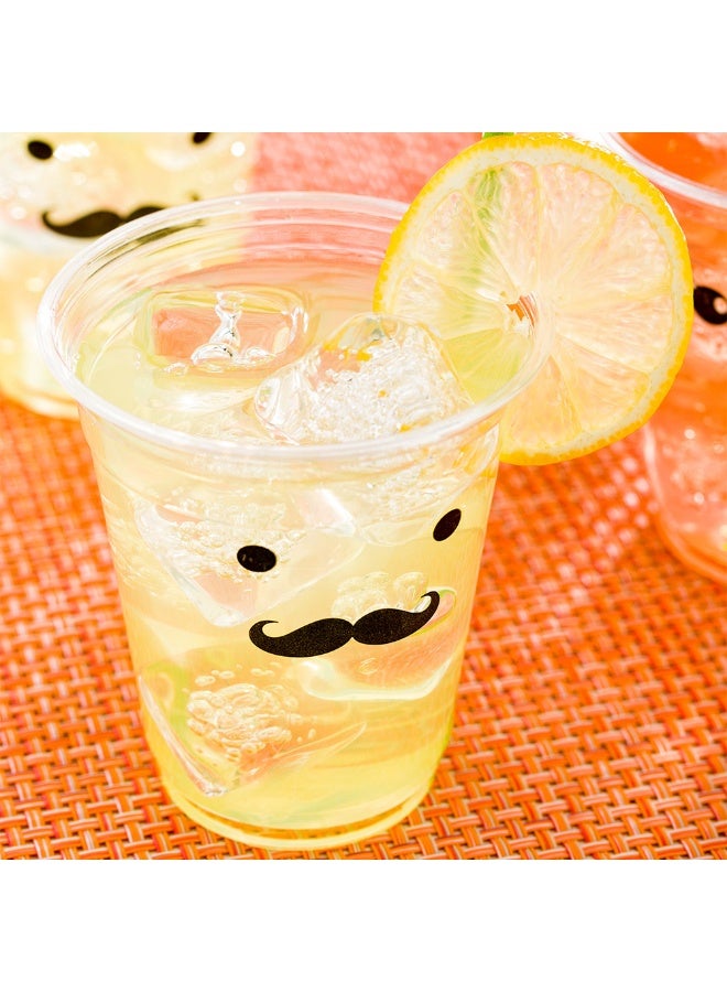 Restaurantware Visage 12 Ounce Cold Drink Cups, 1000 Disposable Party Drinking Cups - Lids Sold Separately, Monsieur Moustache Design, Clear PET Plastic Cups, For Birthday Parties, Or Ceremonies - Image 3