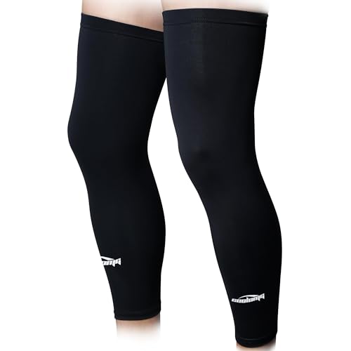 COOLOMG Sports Compression Leg Sleeves Basketball Football Long Knee Protection Knee Brace Undersleeve Black S - Image 1