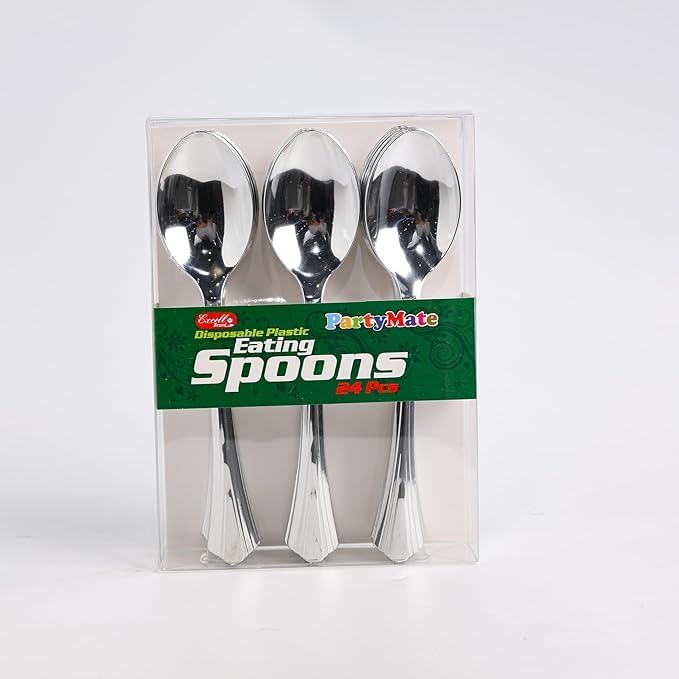 Servewell PartyMate Disposable Plastic Eating Spoons - 24 Pack - Image 1