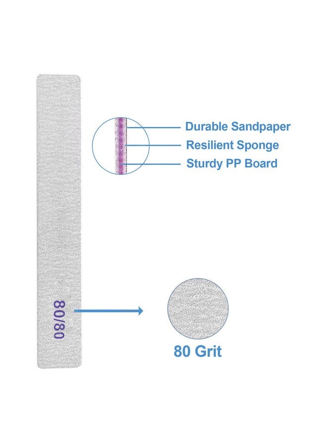 GigaGround 80/80 Grit Nail Files (100 Pcs), Coarse Emery Boards for Acrylic Nails and Gel Nails, Nail File Double Sided 80 Grits Emory Professional Nail Filers Pack - Image 3