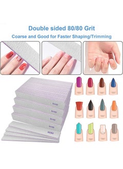 GigaGround 80/80 Grit Nail Files (100 Pcs), Coarse Emery Boards for Acrylic Nails and Gel Nails, Nail File Double Sided 80 Grits Emory Professional Nail Filers Pack  - Image 2