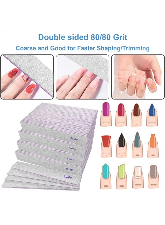 GigaGround 80/80 Grit Nail Files (100 Pcs), Coarse Emery Boards for Acrylic Nails and Gel Nails, Nail File Double Sided 80 Grits Emory Professional Nail Filers Pack - Image 2
