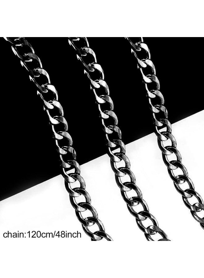 Es Flat Chain Strap Handbag 2pcs Bag Chain 47inch Flat Chain Strap for Wallet Shoulder Strap Shoulder Strap (Black)  - Image 5