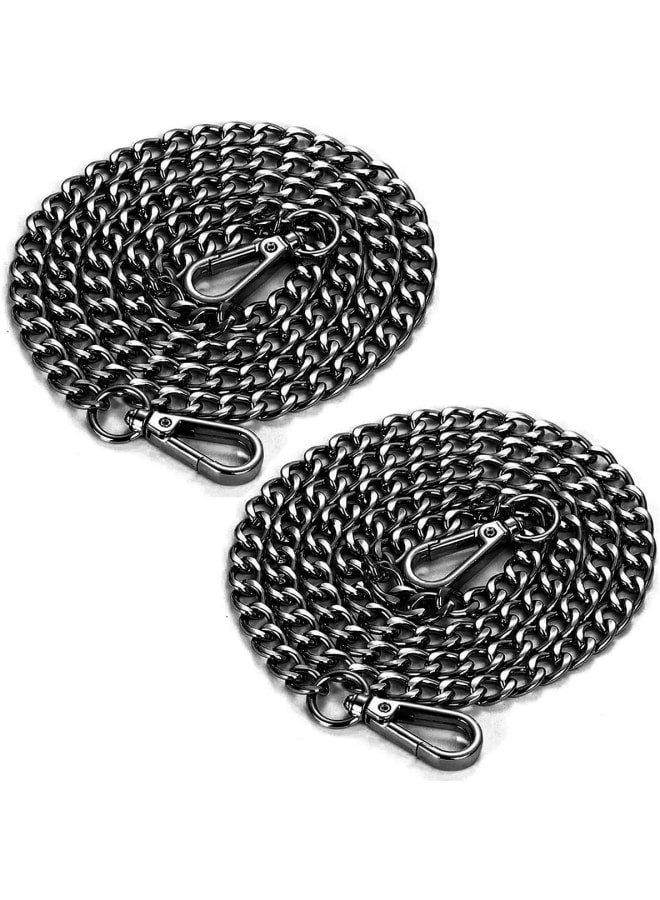 Es Flat Chain Strap Handbag 2pcs Bag Chain 47inch Flat Chain Strap for Wallet Shoulder Strap Shoulder Strap (Black)  - Image 1
