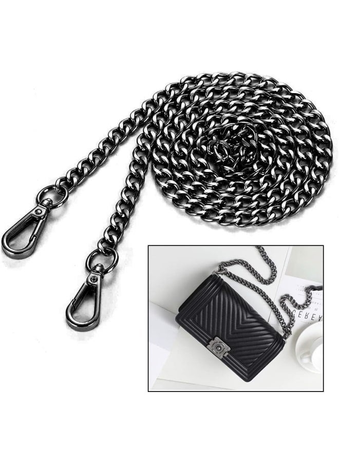 Es Flat Chain Strap Handbag 2pcs Bag Chain 47inch Flat Chain Strap for Wallet Shoulder Strap Shoulder Strap (Black)  - Image 4