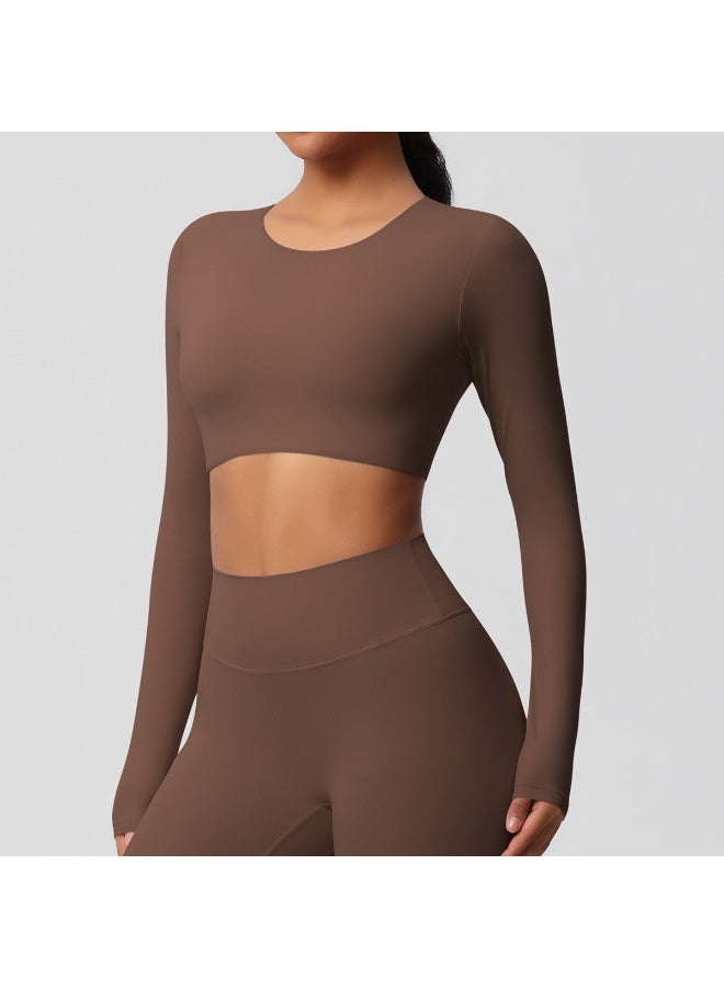 Yoga Shirts For Women Long Sleeve With Padded Fitness Running Gym Clothes Workout Dry Fit Breathable High Elastic Sports Top - Image 1