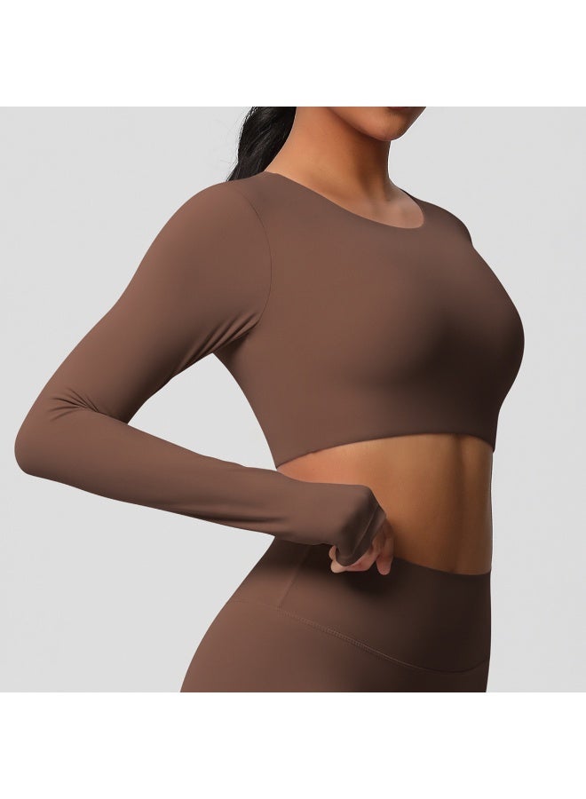 Yoga Shirts For Women Long Sleeve With Padded Fitness Running Gym Clothes Workout Dry Fit Breathable High Elastic Sports Top - Image 3