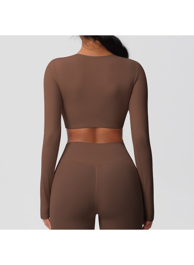 Yoga Shirts For Women Long Sleeve With Padded Fitness Running Gym Clothes Workout Dry Fit Breathable High Elastic Sports Top - Image 4