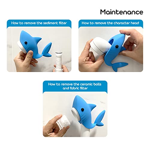 Barumi Livo Handheld Filtered Showerhead for Kids Shark Blue Micro LaserCut for Soft Water Spray MultiLevel Filtration Removes Chlorine and Impurities for Skin and Hair - Image 3