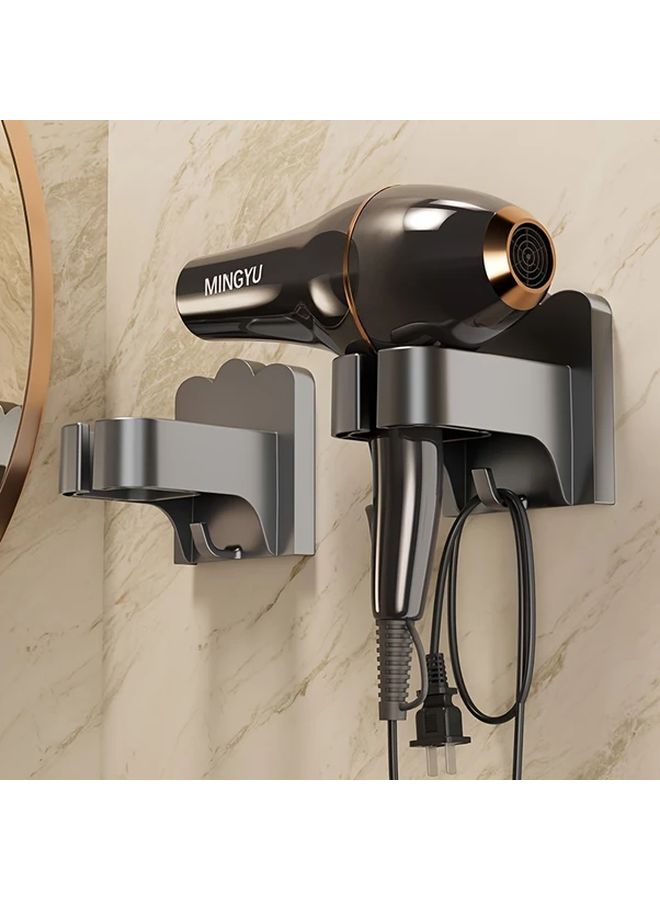 Wall Mounted Hair Dryer Holder No Drill Bathroom Organizer Black Easy Install ABS - Image 5