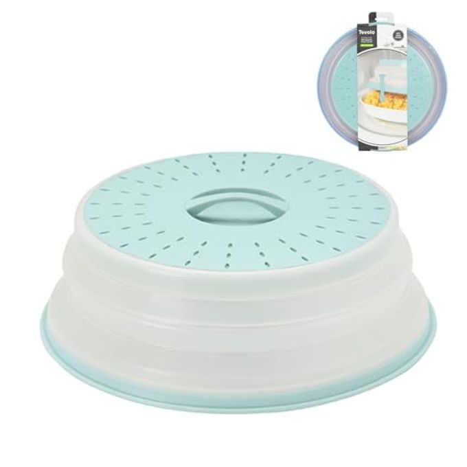 Tovolo Microwave Splatter Cover for Food Medium Blue Haze Dishwasher Safe, Collapsible Reusable Cover for Food in Microwave Uses BPA Free Safe Silicone,10 inch Vented Microwave Cover