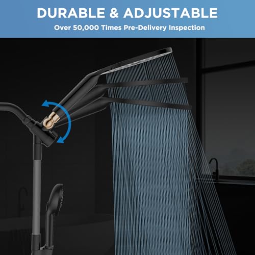 MakeFit Dual Filtered Rain Shower Head Combo, High Pressure Handheld Shower Head with Adjustable Bar - Rainfall Shower Head And Showerhead with Filter for Hard Water - Removes Chlorine - Image 2