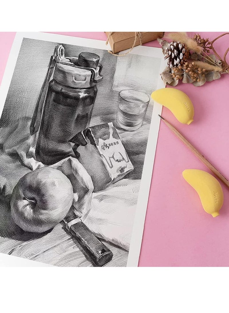 عدة أدوات الرسم والتخطيط الاحترافية مع 29 قطعة من الأقلام الرصاص الجرافيت وأقلام الفحم وورق وقلم قابل للمسح وسكين حرفي بدون دفتر رسم مع حقيبة قماش قابلة للتدوير - Image 2