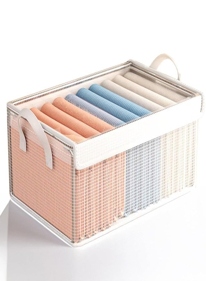 Hidak PVC Clothes Storage Box with Zipper | Foldable, Washable Organizer with Lid & Metal Frame, Ideal for Almirah, Wardrobe, Drawer and Closet - Image 1