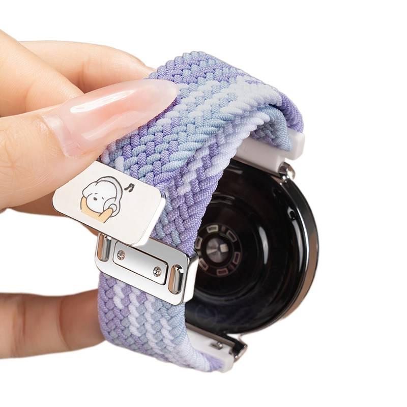 سوار ساعة ذكية سوار نايلون حلقي متوافق مع Samsung Galaxy Watch 8 Classic بملاءمة قابلة للتعديل وحزام بديل للاستخدام اليومي باللون بنفسجي قابل للتعديل - NADI - Image 1