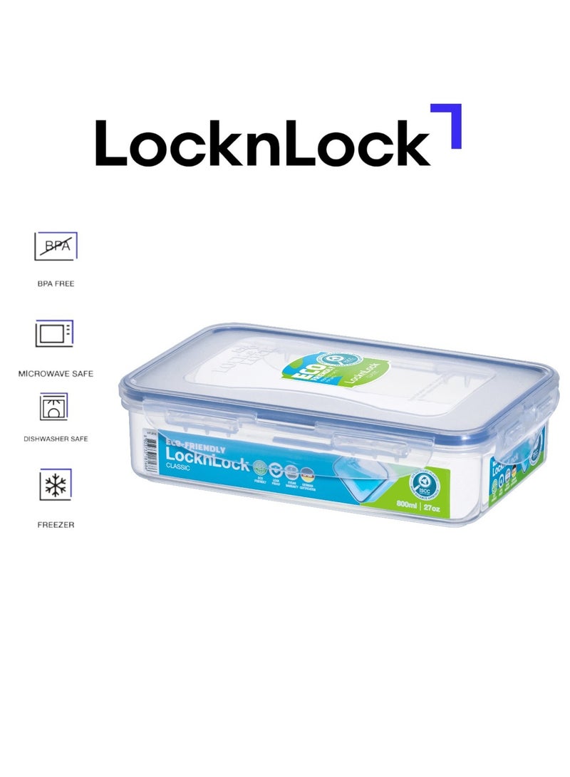 LOCK & LOCK LocknLock 800ml  Rectangular  Airtight Food Storage Container- BPA-Free, Microwave, Freezer, and Dishwasher Safe - Image 1