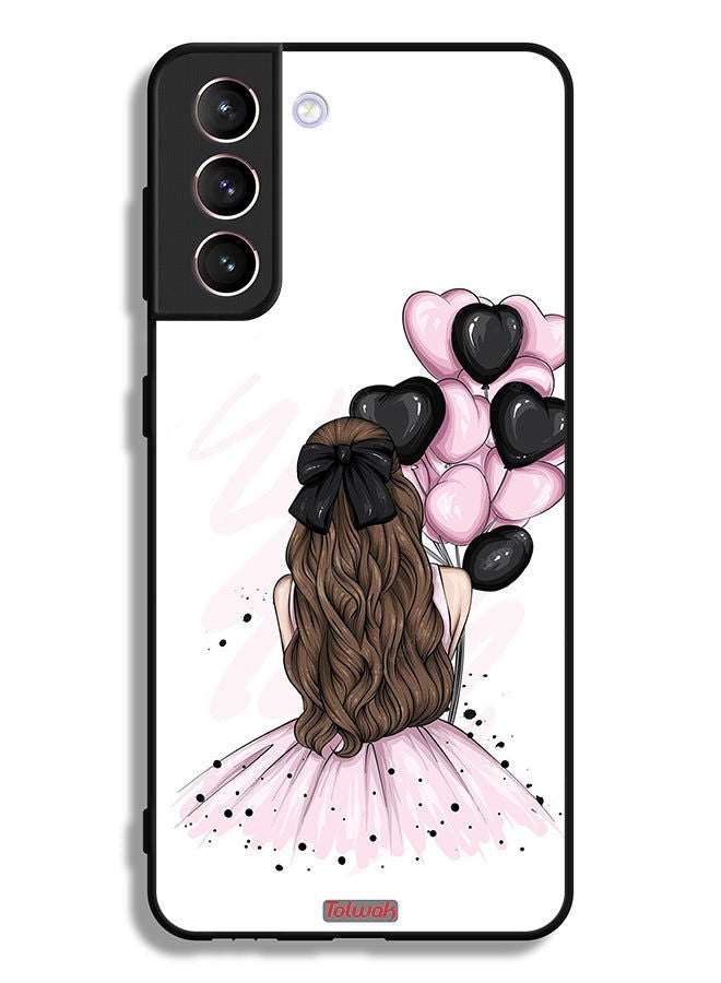 Tolwak Samsung Galaxy S21 5G Protective Case Cover Holding Balloons Girl Art - Image 3