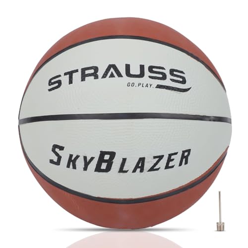 STRAUSS SkyBlazer Basketball Size 7 | Professional Basket Ball for Indoor-Outdoor Training and Match | Suitable for Hard Surface, Wooden Flooring & Synthetic Surface | for Kids and Adults - Image 1