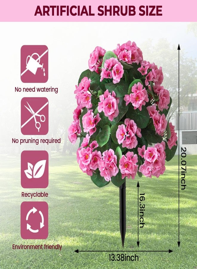 RETROSOHOO Artificial Topiary Set of 2 for Outdoor with Begonia Flower, Faux Topiary Boxwood Ball Tree with Ground Spike, UV Resistance Fake Shrubs Bushes Evergreen Plant for Indoor Garden Front Porch (Pink) - Image 3