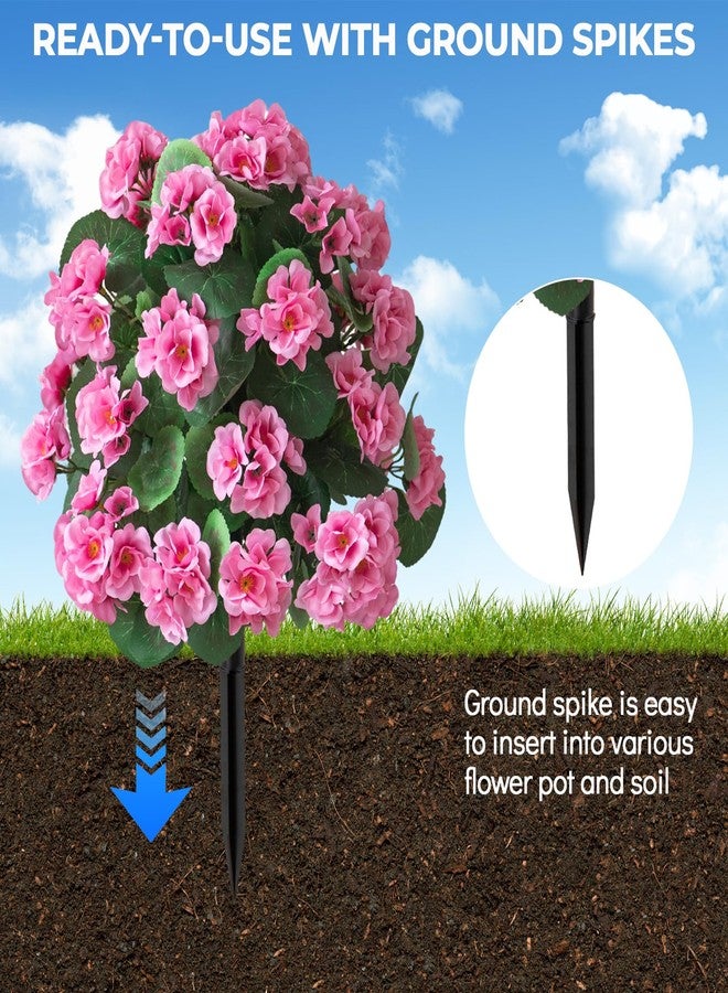 RETROSOHOO Artificial Topiary Set of 2 for Outdoor with Begonia Flower, Faux Topiary Boxwood Ball Tree with Ground Spike, UV Resistance Fake Shrubs Bushes Evergreen Plant for Indoor Garden Front Porch (Pink) - Image 5