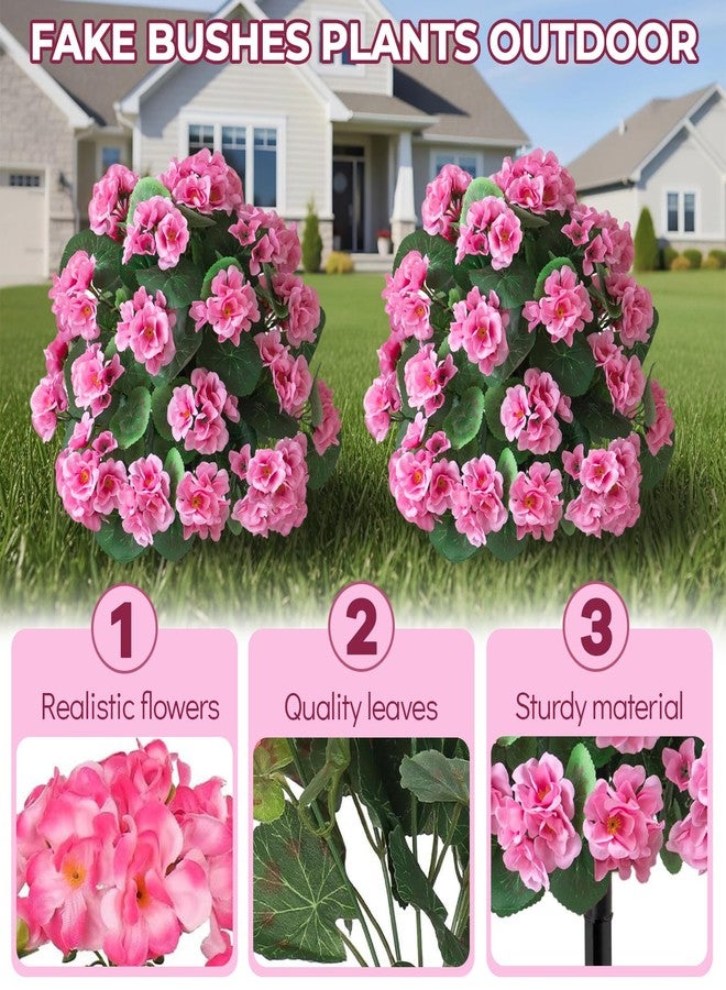 RETROSOHOO Artificial Topiary Set of 2 for Outdoor with Begonia Flower, Faux Topiary Boxwood Ball Tree with Ground Spike, UV Resistance Fake Shrubs Bushes Evergreen Plant for Indoor Garden Front Porch (Pink) - Image 4