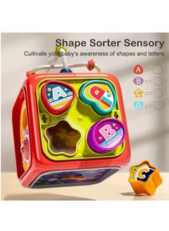 YelaJoy 6 Sides Cartoon Educational Toys Multifunction Colorful Baby Activity Cube Toy Baby Music Cube, Birthday Gift for Boys and Girls (Blue)  - Image 2