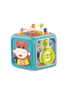 YelaJoy 6 Sides Cartoon Educational Toys Multifunction Colorful Baby Activity Cube Toy Baby Music Cube, Birthday Gift for Boys and Girls (Blue)  - Image 3