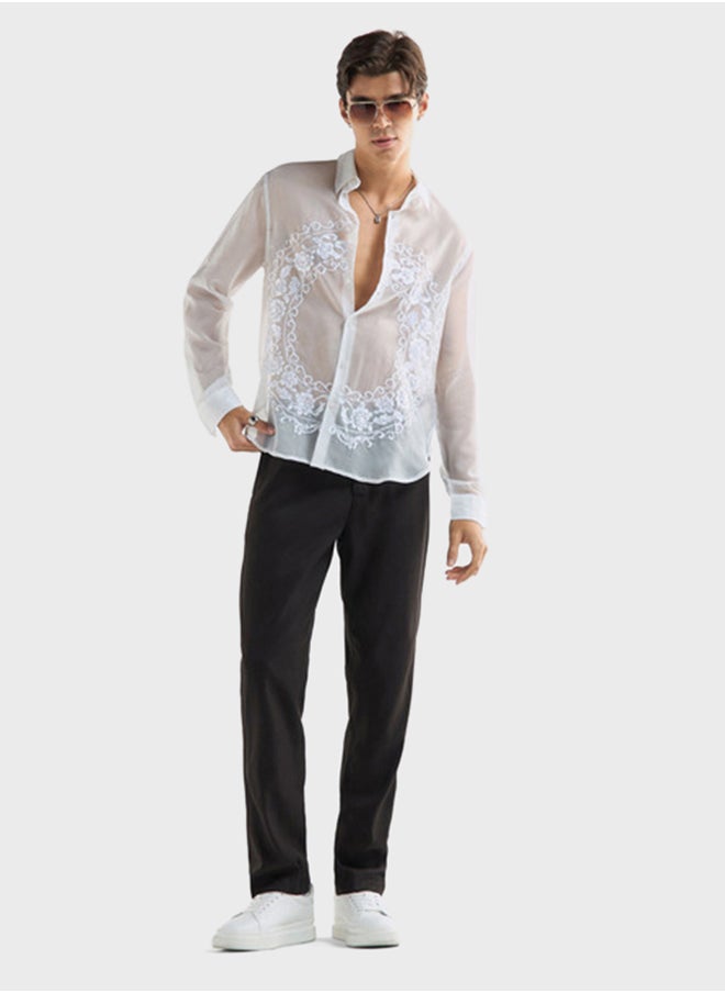 FAV Regular Fit Embroidered Shirt  - Image 4